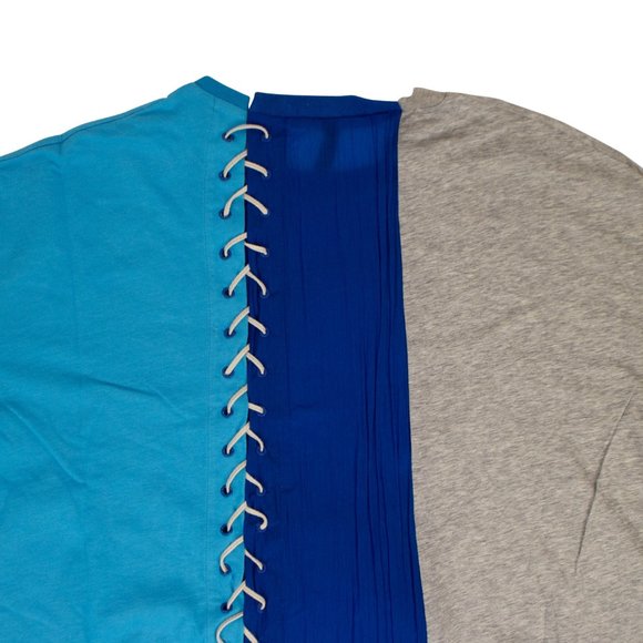 UNRAVEL PROJECT Blue Paneled Asymmetric T-Shirt Size XS $510 - Picture 5 of 6
